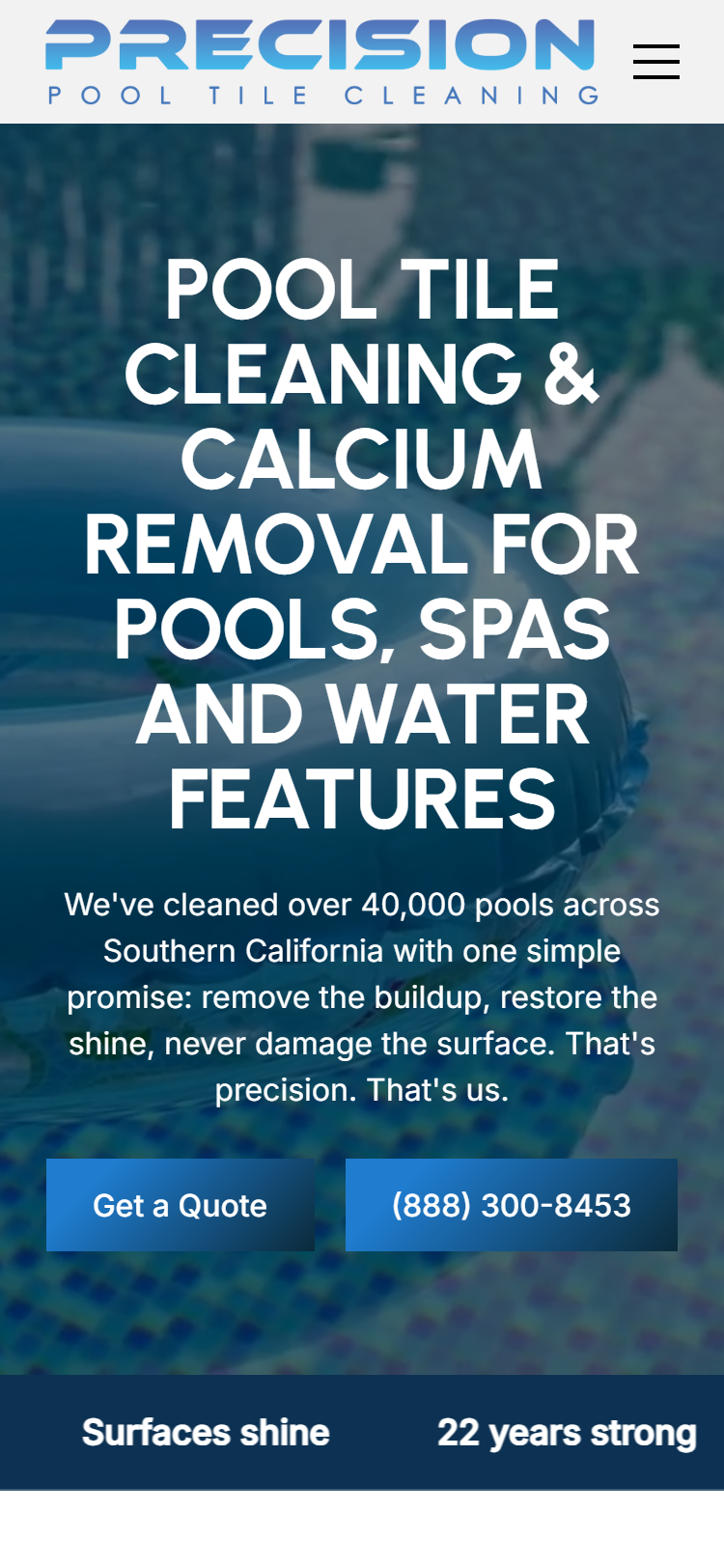Precision Pool Tile Cleaning on mobile